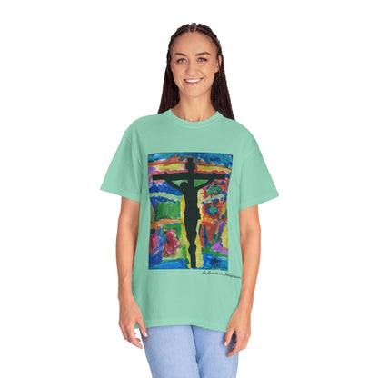 M.I.U Faith Tee — Watercolor Crucifix Art by Matías