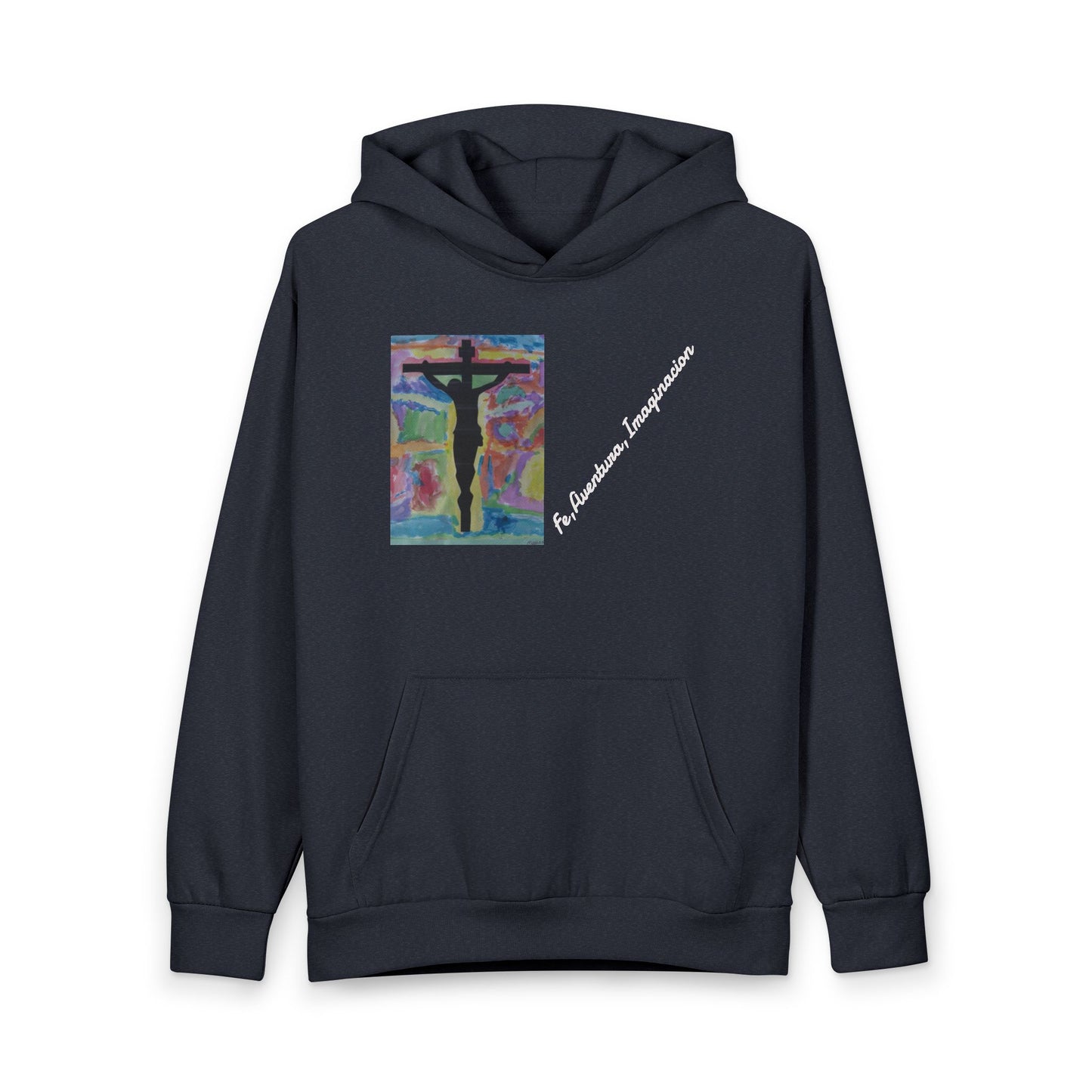 Hoodie M.I.U Jesús Centro — Arte Original de Matías | Ropa Cristiana Fe Aventura Imaginación
