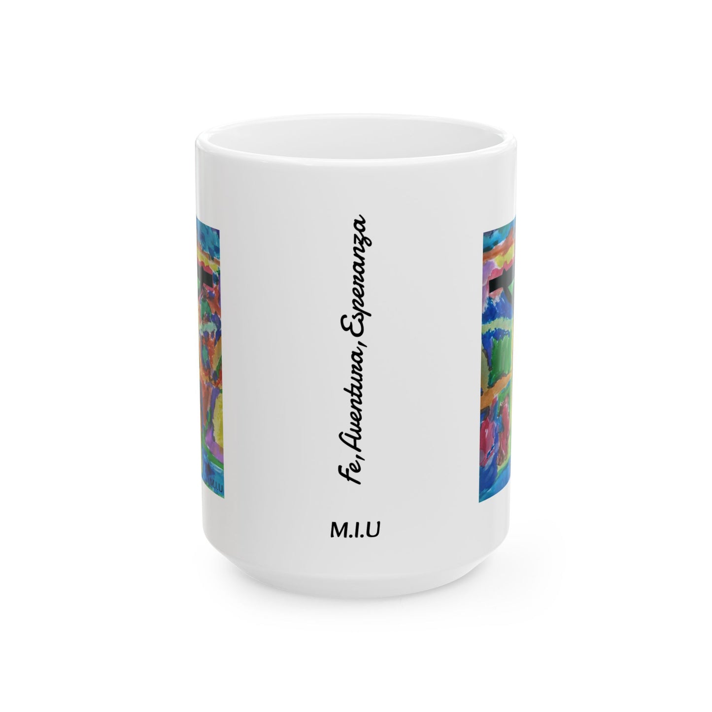 M.I.U Faith Mug — Crucifix Watercolor Art by Matías