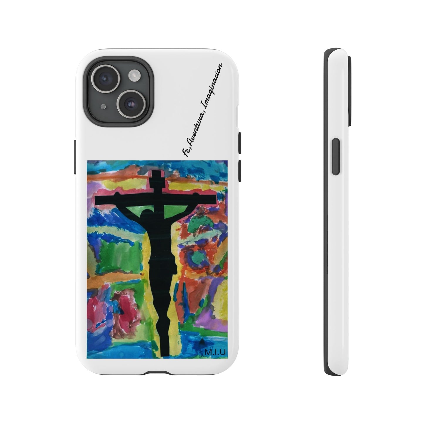 M.I.U Faith Tough Case iPhone 15 — Crucifix Watercolor Art by Matías