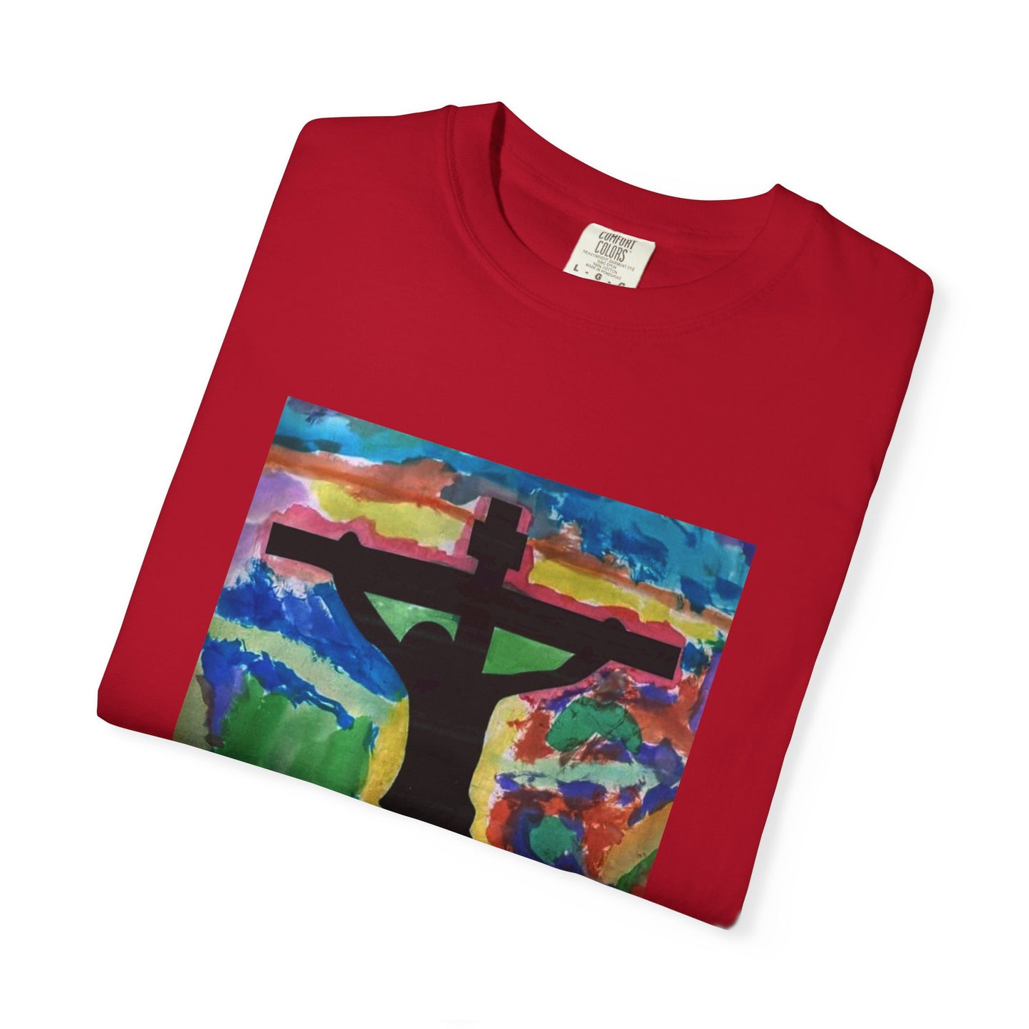 M.I.U Faith Tee — Watercolor Crucifix Art by Matías