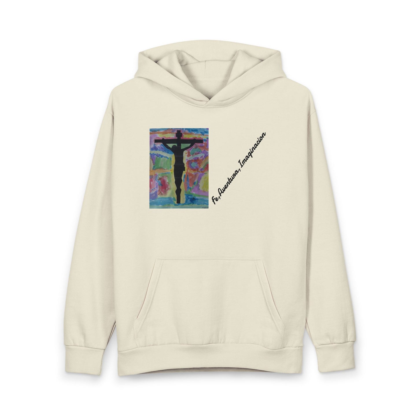 Hoodie M.I.U Jesús Centro — Arte Original de Matías | Ropa Cristiana Fe Aventura Imaginación