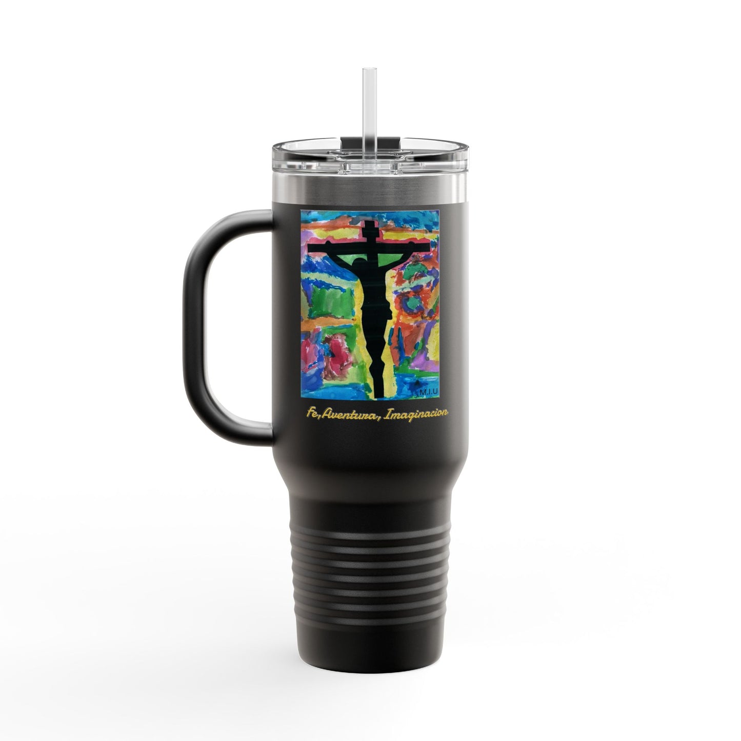 M.I.U Faith Travel Mug 40oz — Crucifix Watercolor Art by Matías