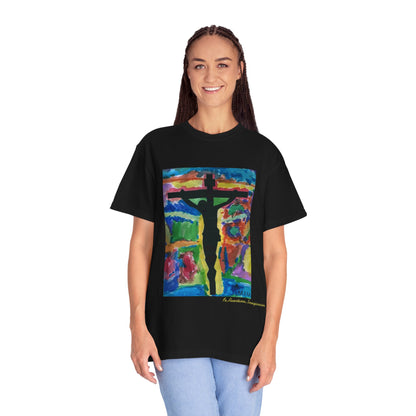 M.I.U Faith Tee — Watercolor Crucifix Art by Matías
