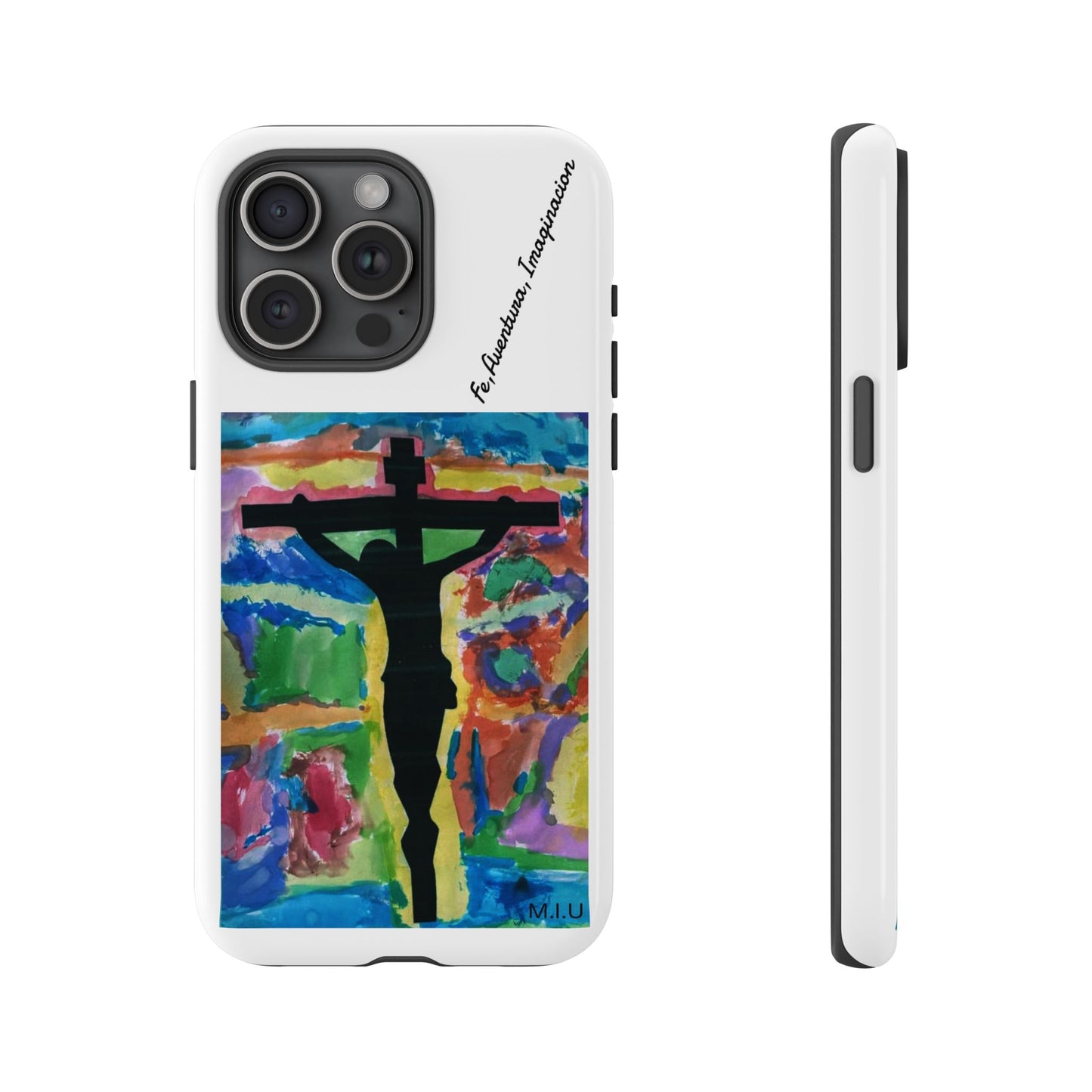 M.I.U Faith Tough Case iPhone 15 — Crucifix Watercolor Art by Matías