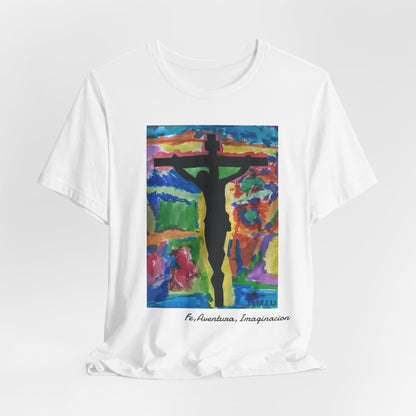M.I.U Faith Tee — Vibrant Crucifix Watercolor Art by Matías
