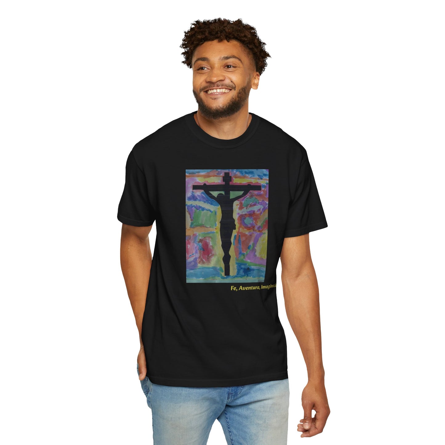 M.I.U Faith Tee — Arte de Matias | Crucifix Watercolor | Fe, Aventura, Imaginación