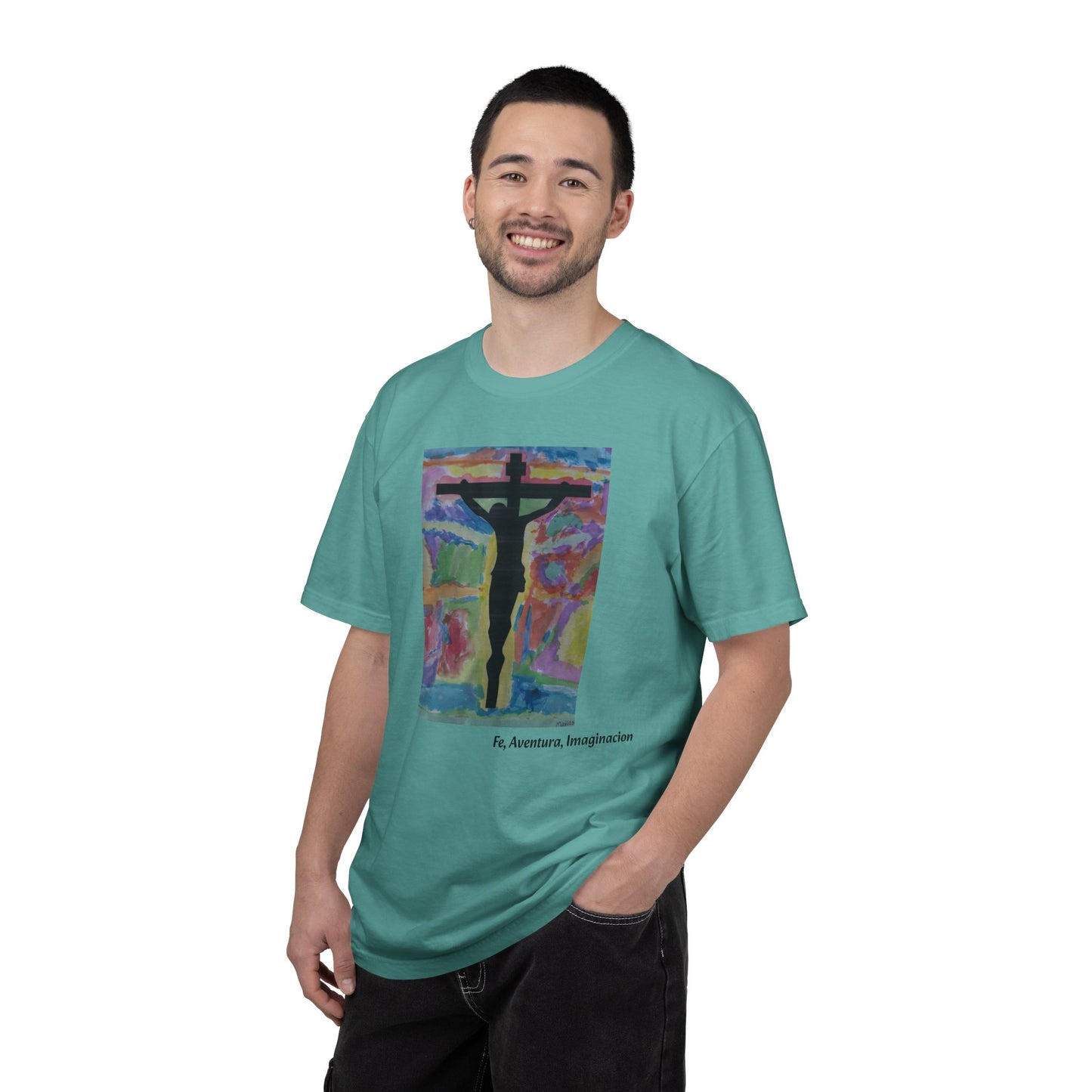 M.I.U Faith Tee — Arte de Matias | Crucifix Watercolor | Fe, Aventura, Imaginación