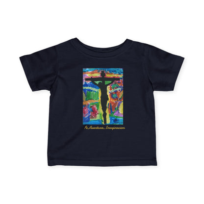 M.I.U Baby Tee — Lleva Tu Fe Puesta Crucifix Art by Matías