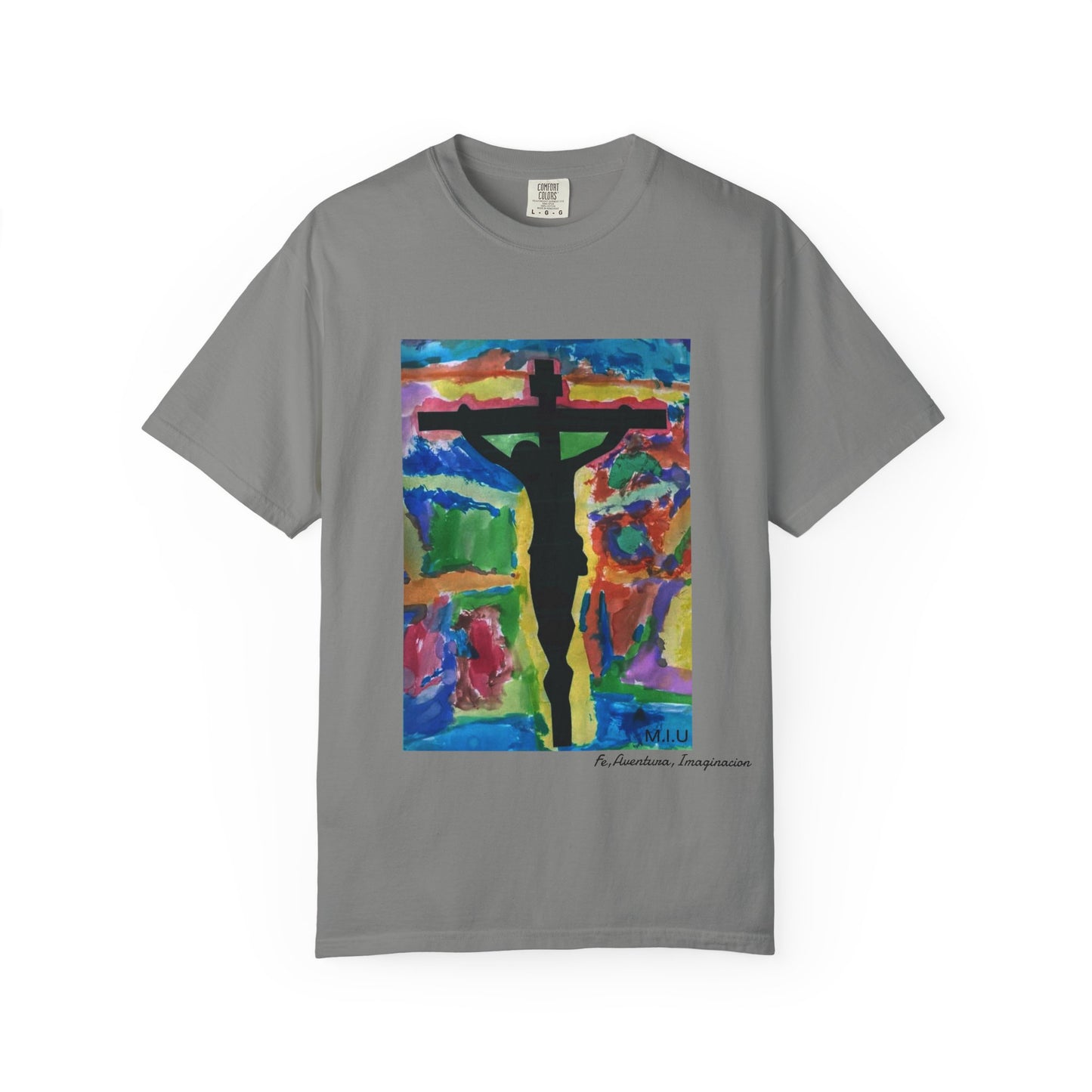 M.I.U Faith Tee — Watercolor Crucifix Art by Matías