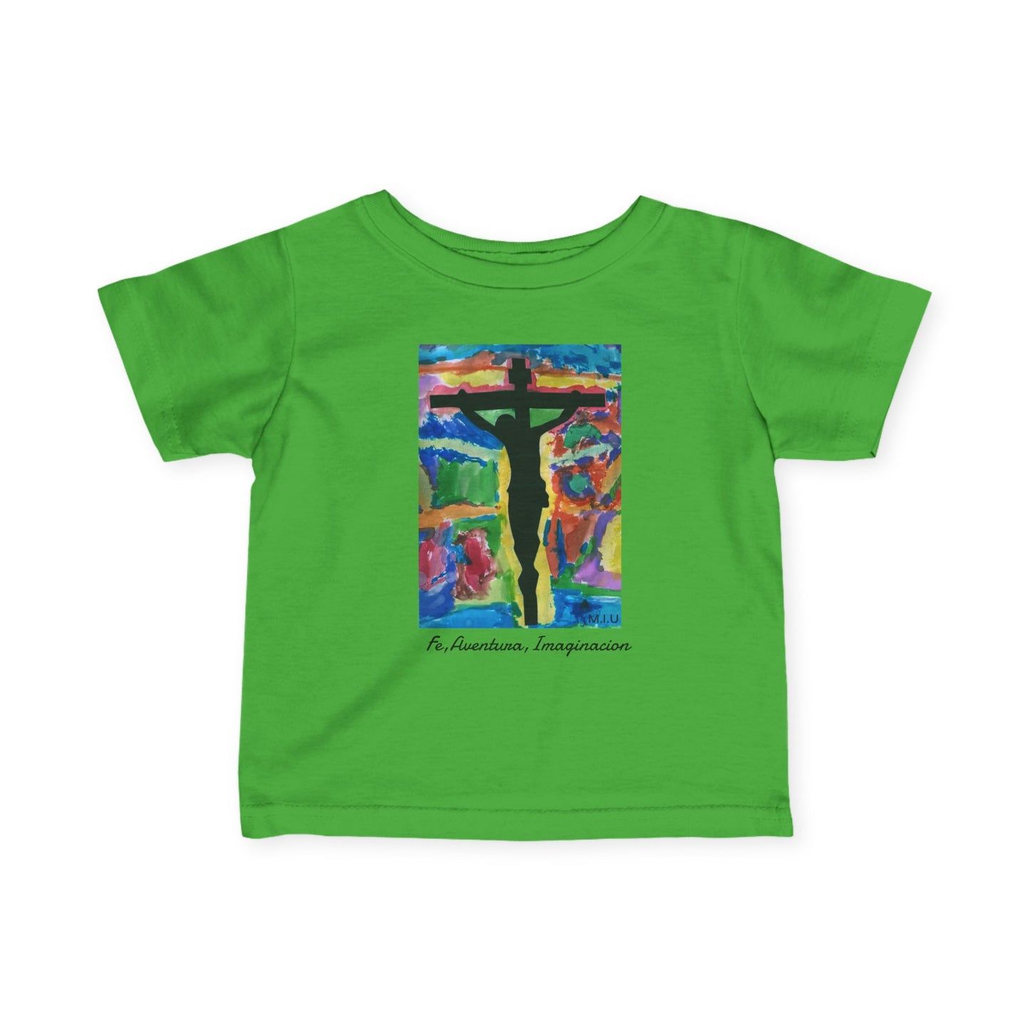 M.I.U Baby Tee — Lleva Tu Fe Puesta Crucifix Art by Matías
