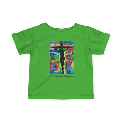 M.I.U Baby Tee — Lleva Tu Fe Puesta Crucifix Art by Matías
