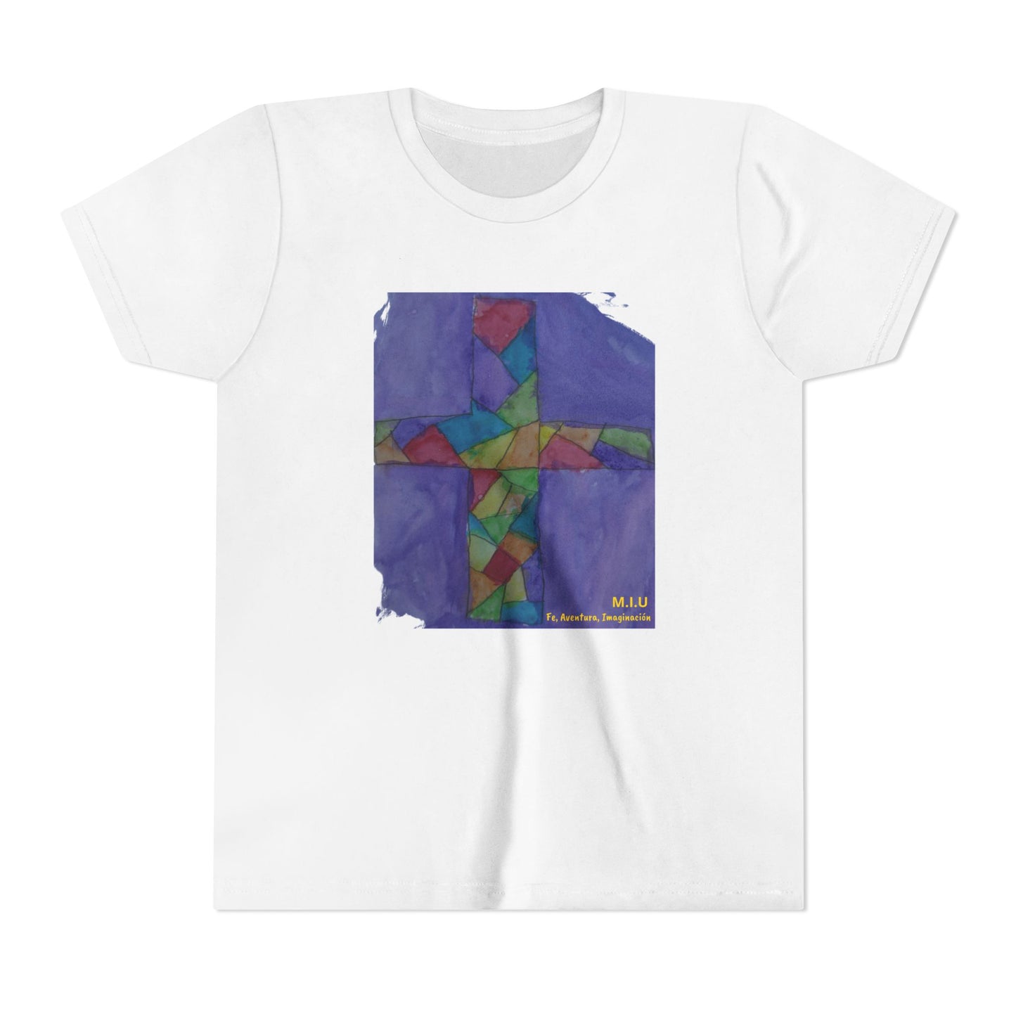 Camiseta Niños — Arte de Ignacio | Cruz Vitral | Fe, Aventura, Imaginación | M.I.U
