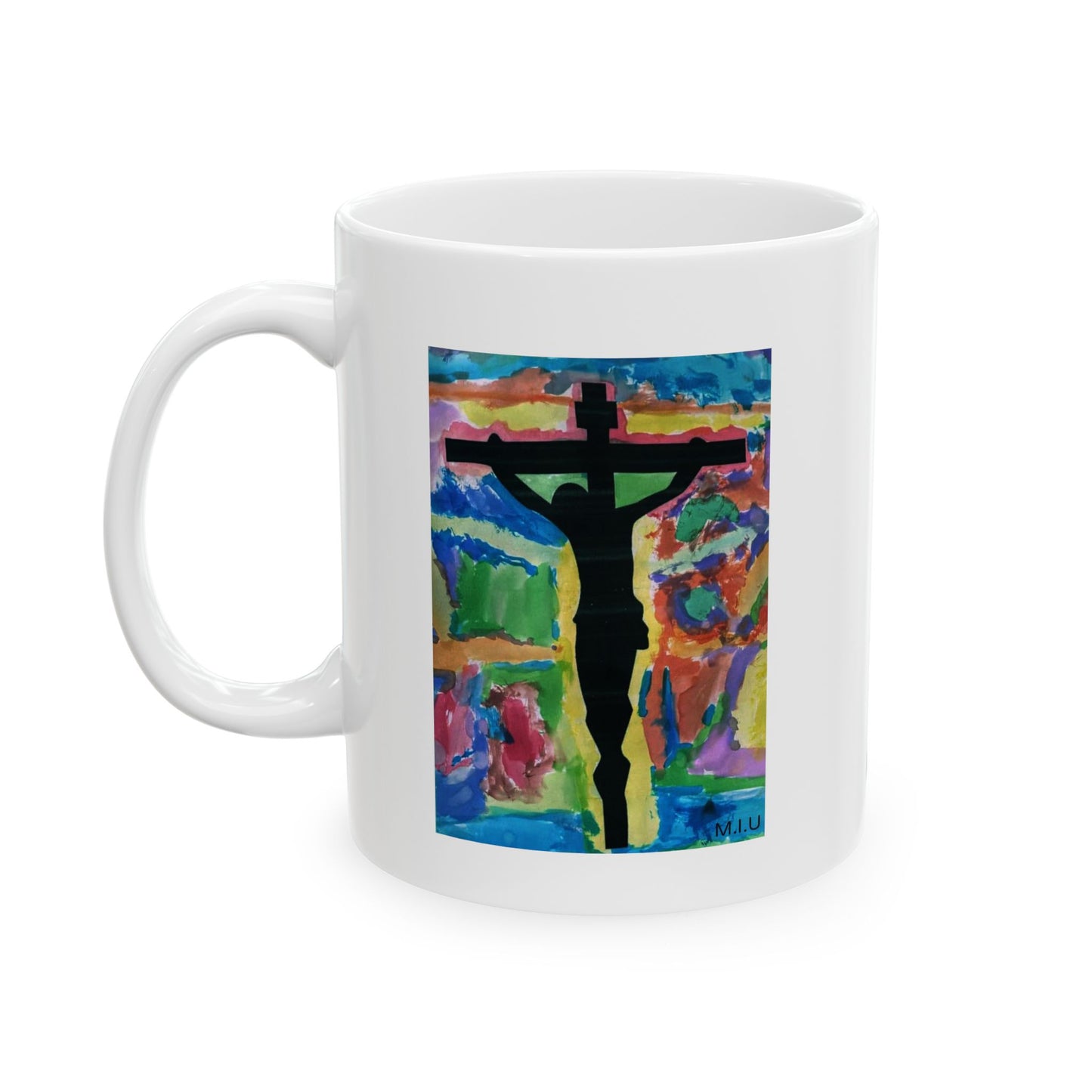 M.I.U Faith Mug — Crucifix Watercolor Art by Matías