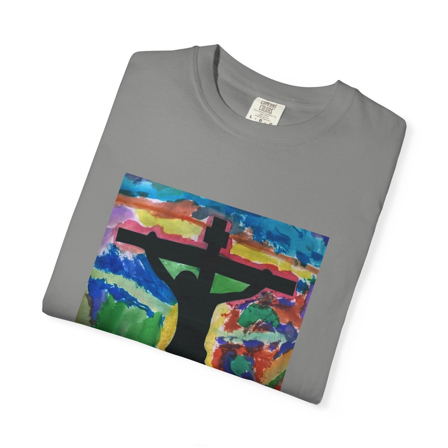 M.I.U Faith Tee — Watercolor Crucifix Art by Matías