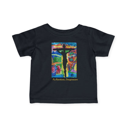 M.I.U Baby Tee — Lleva Tu Fe Puesta Crucifix Art by Matías