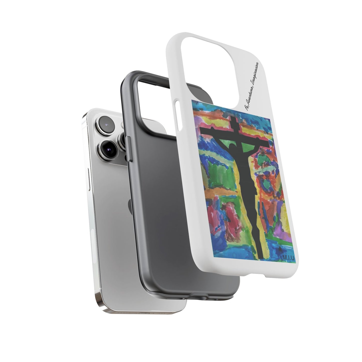 M.I.U Faith Tough Case iPhone 14 — Crucifix Watercolor Art by Matías