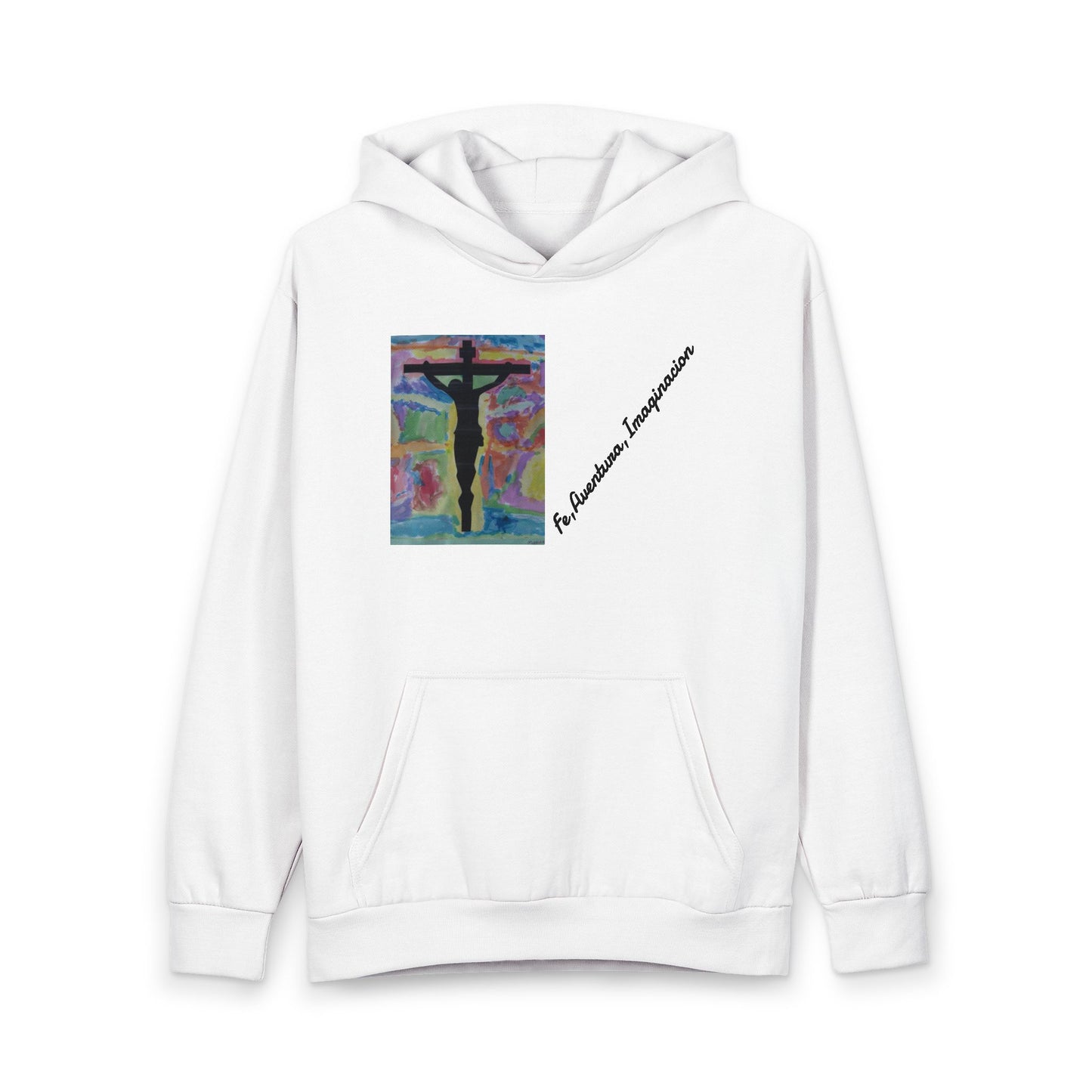 Hoodie M.I.U Jesús Centro — Arte Original de Matías | Ropa Cristiana Fe Aventura Imaginación