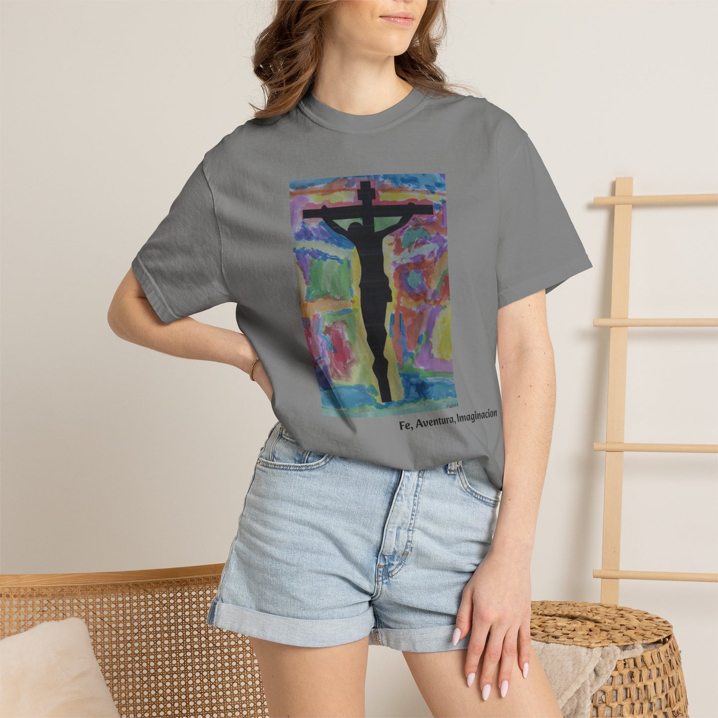 M.I.U Faith Tee — Arte de Matias | Crucifix Watercolor | Fe, Aventura, Imaginación
