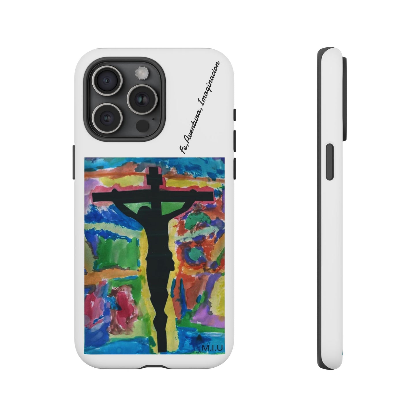 M.I.U Faith Tough Case iPhone 15 — Crucifix Watercolor Art by Matías