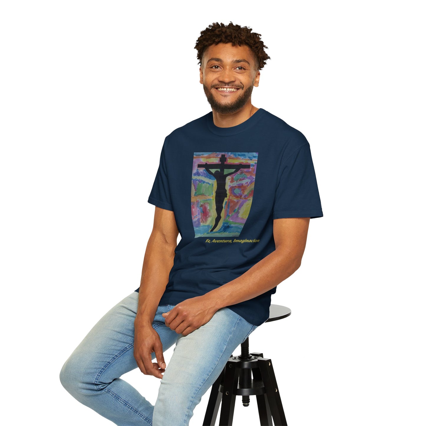 M.I.U Faith Tee — Arte de Matias | Crucifix Watercolor | Fe, Aventura, Imaginación
