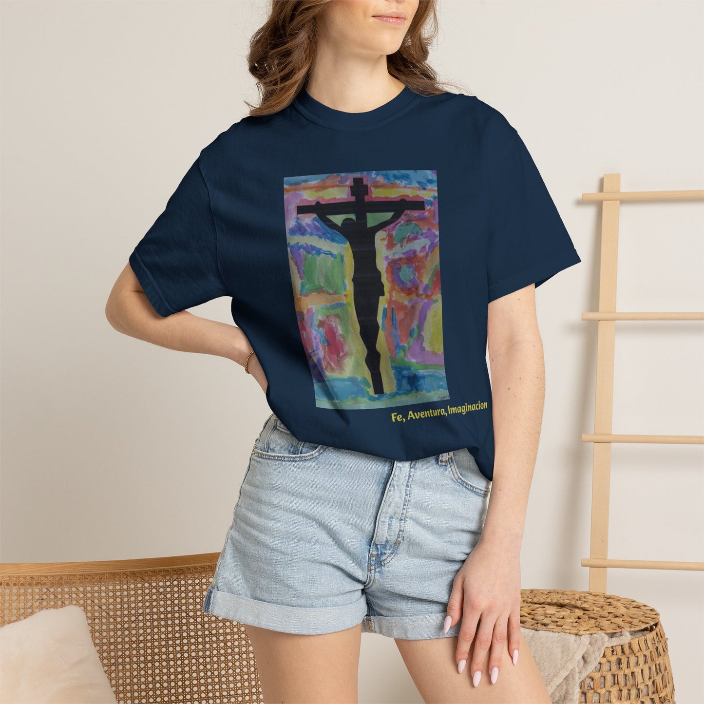 M.I.U Faith Tee — Arte de Matias | Crucifix Watercolor | Fe, Aventura, Imaginación
