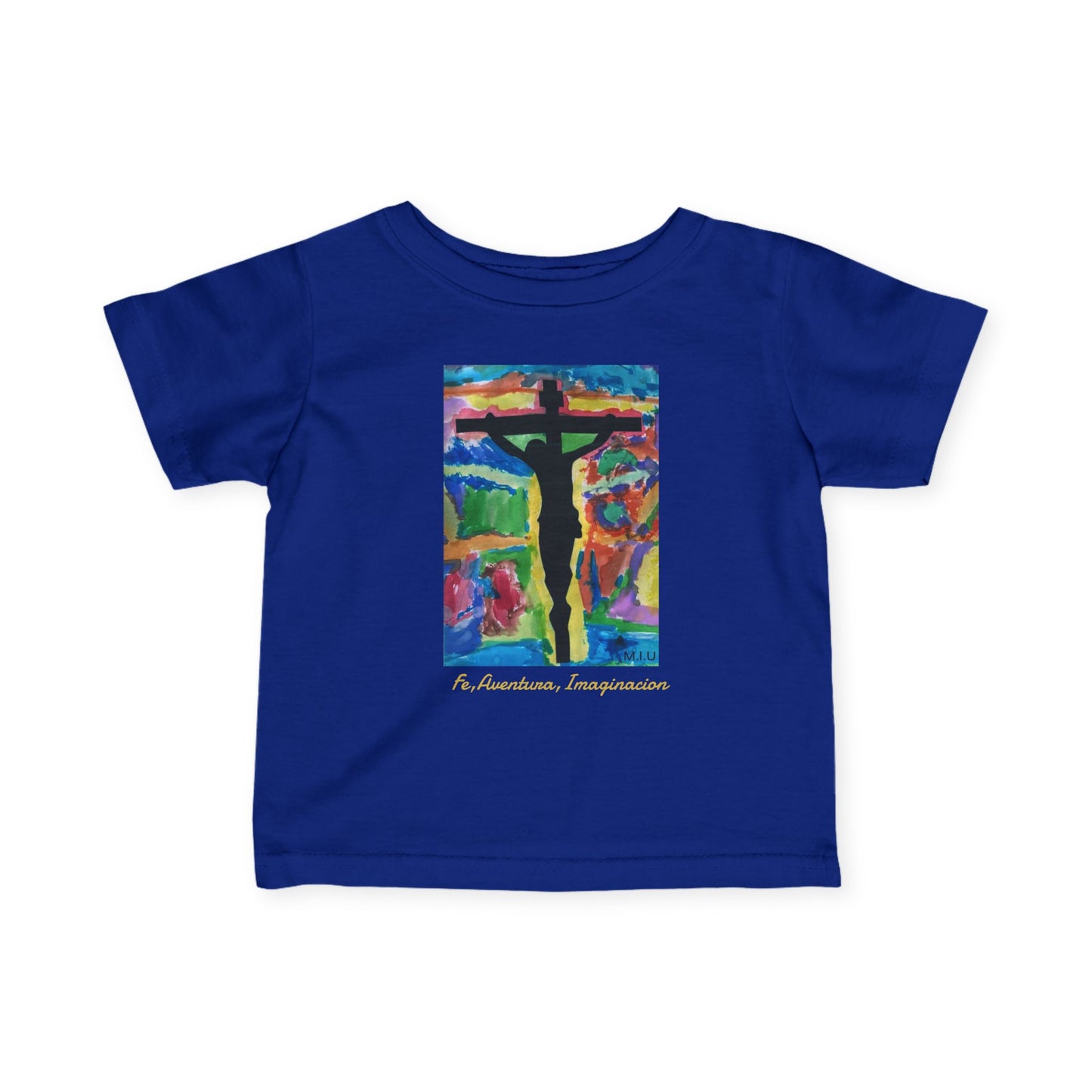 M.I.U Baby Tee — Lleva Tu Fe Puesta Crucifix Art by Matías