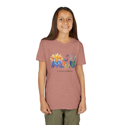 Camiseta Unisex Niños M.I.U — Logo Cohete & Volcán | Fe, Aventura, Imaginación