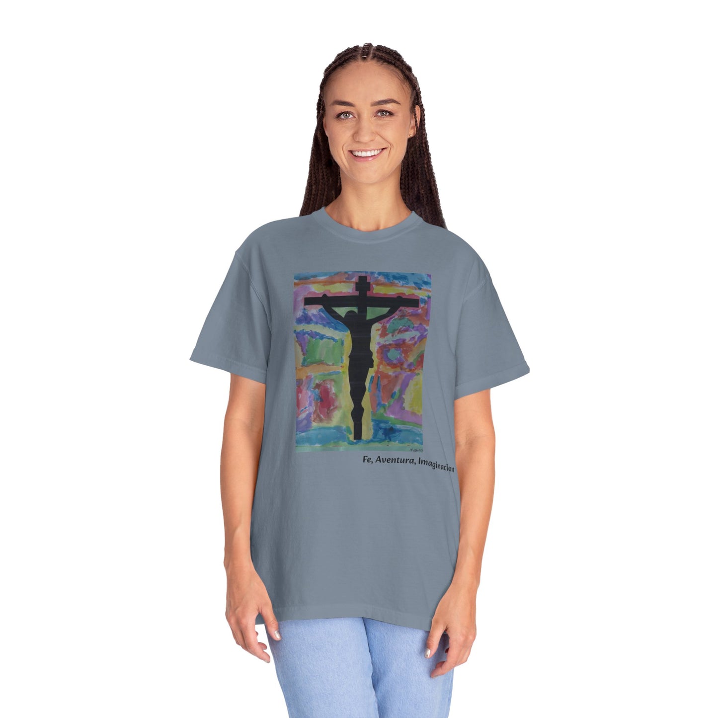 M.I.U Faith Tee — Arte de Matias | Crucifix Watercolor | Fe, Aventura, Imaginación