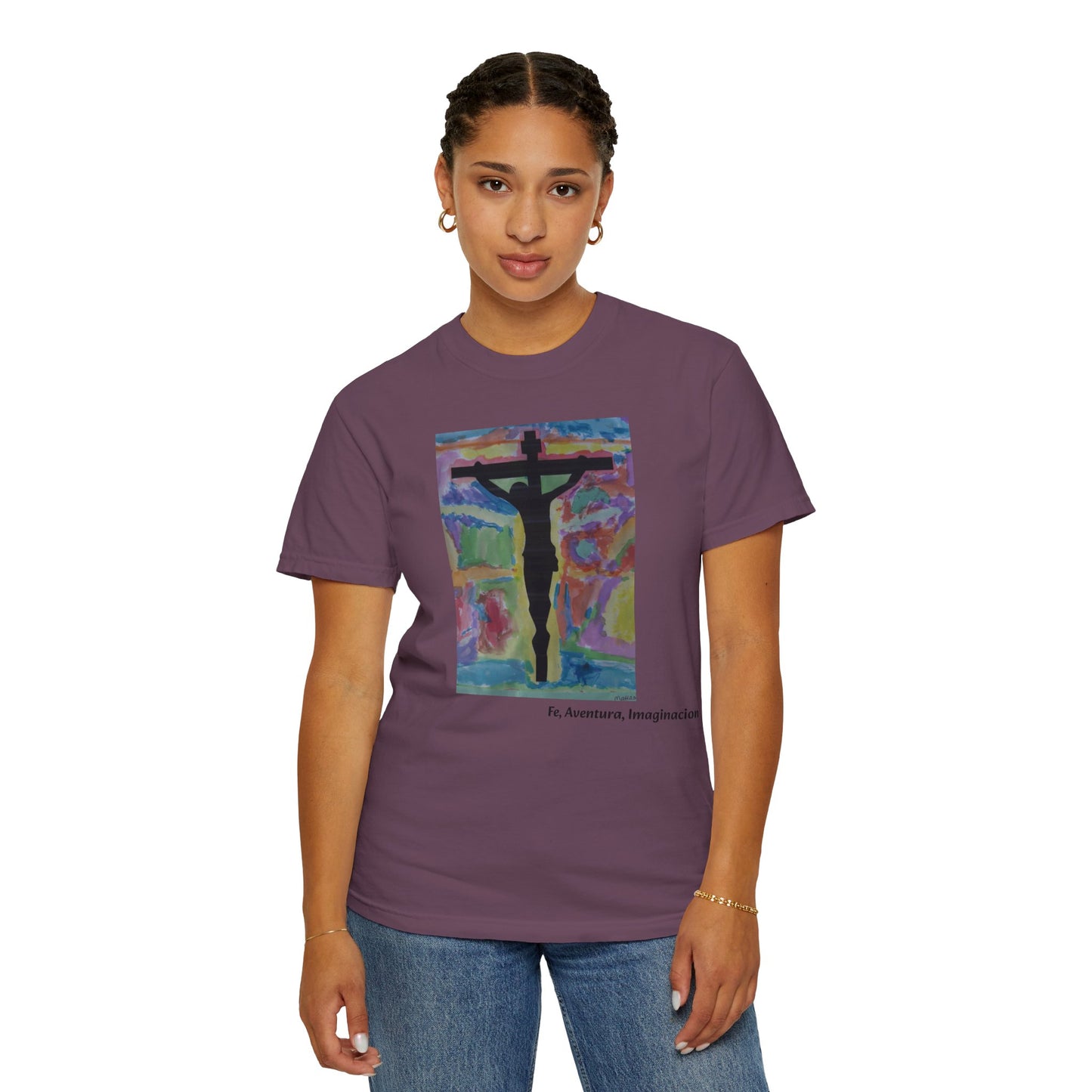 M.I.U Faith Tee — Arte de Matias | Crucifix Watercolor | Fe, Aventura, Imaginación