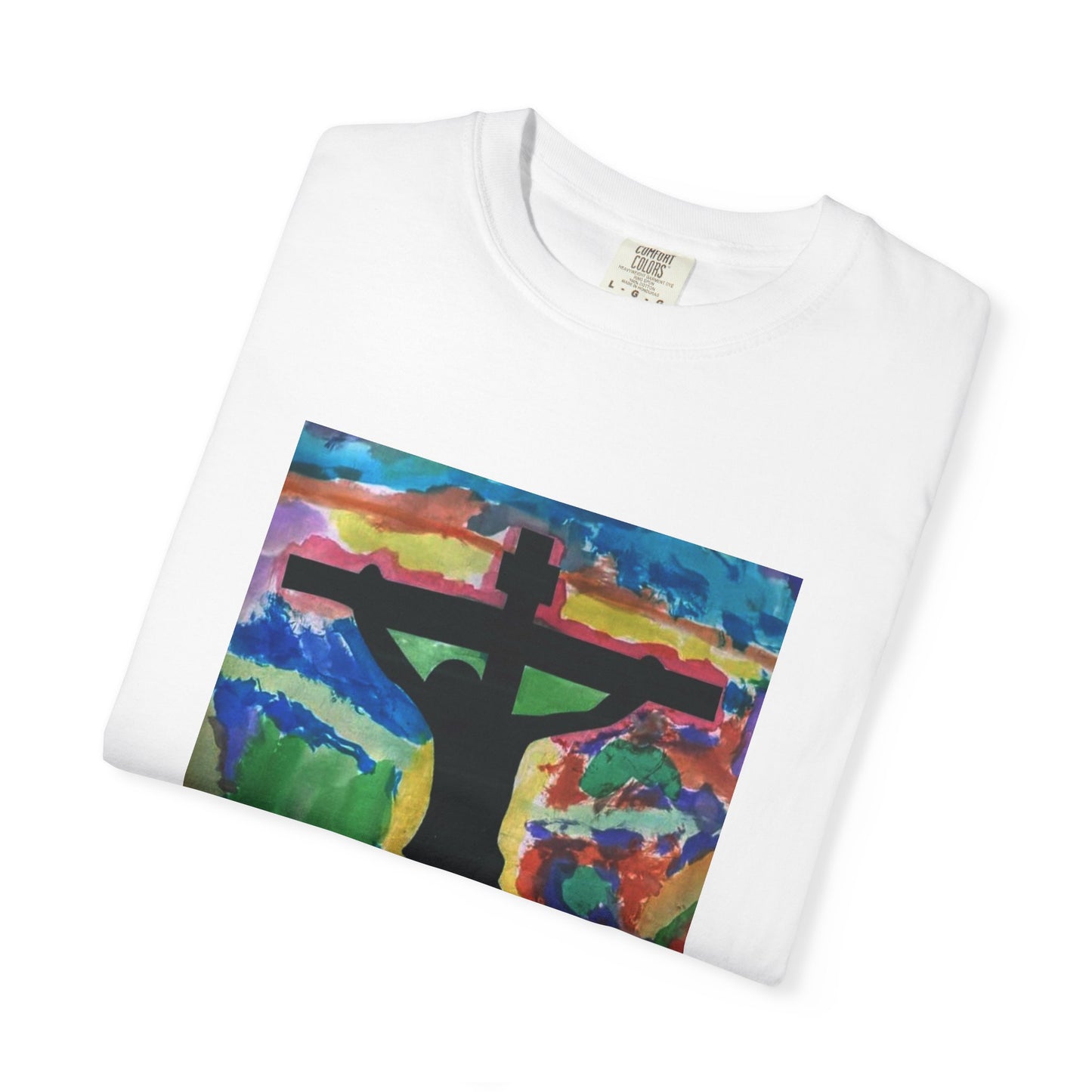 M.I.U Faith Tee — Watercolor Crucifix Art by Matías
