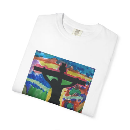 M.I.U Faith Tee — Watercolor Crucifix Art by Matías