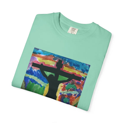M.I.U Faith Tee — Watercolor Crucifix Art by Matías