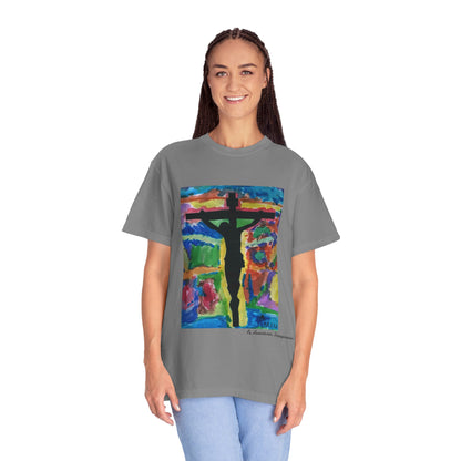 M.I.U Faith Tee — Watercolor Crucifix Art by Matías