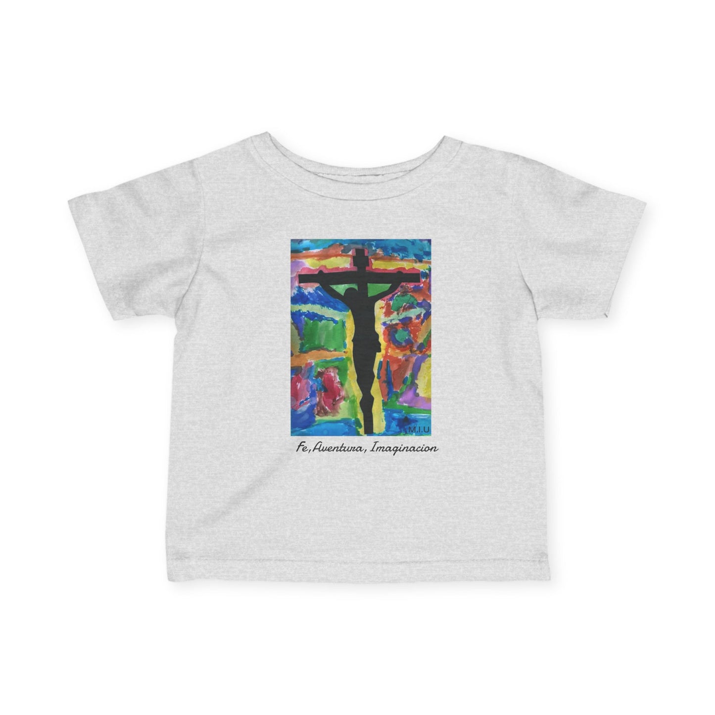 M.I.U Baby Tee — Lleva Tu Fe Puesta Crucifix Art by Matías