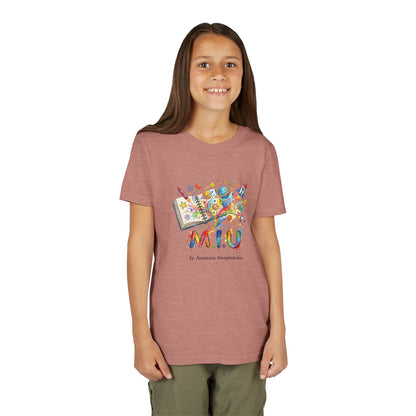 Camiseta Unisex Niños M.I.U — Logo Libro & Universo | Fe, Aventura, Imaginación