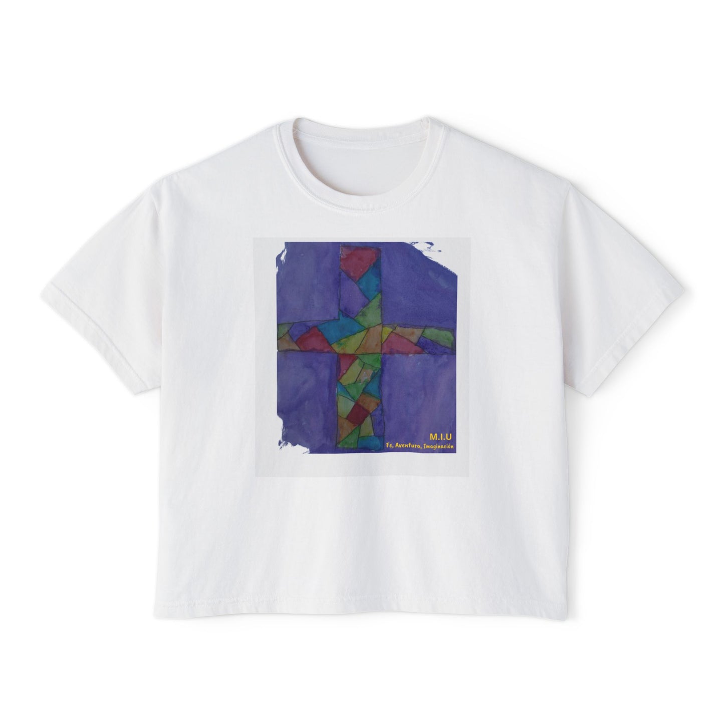 Camiseta para Mamá — Arte de Ignacio | Cruz Vitral | Fe, Aventura, Imaginación | M.I.U