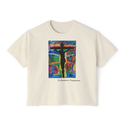 M.I.U Women’s Boxy Tee — Watercolor Faith Art by Matías