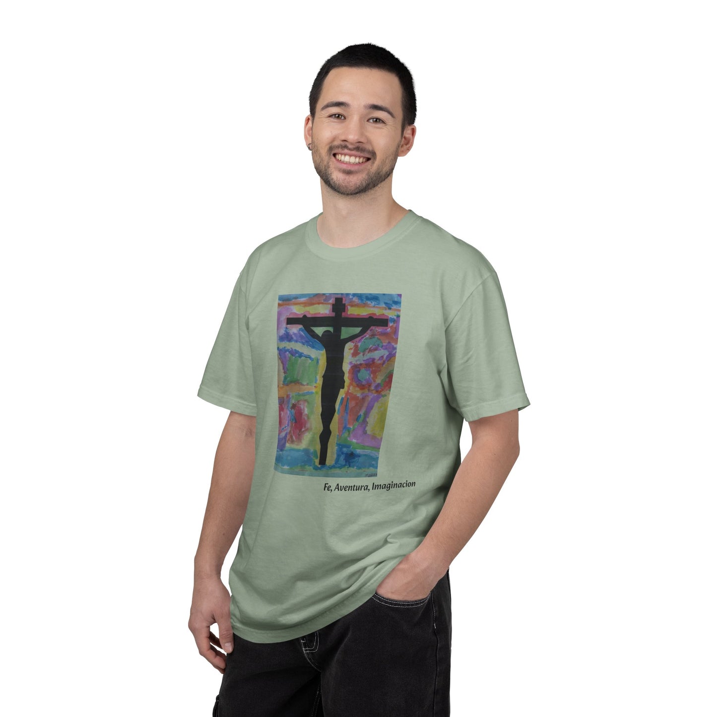 M.I.U Faith Tee — Arte de Matias | Crucifix Watercolor | Fe, Aventura, Imaginación