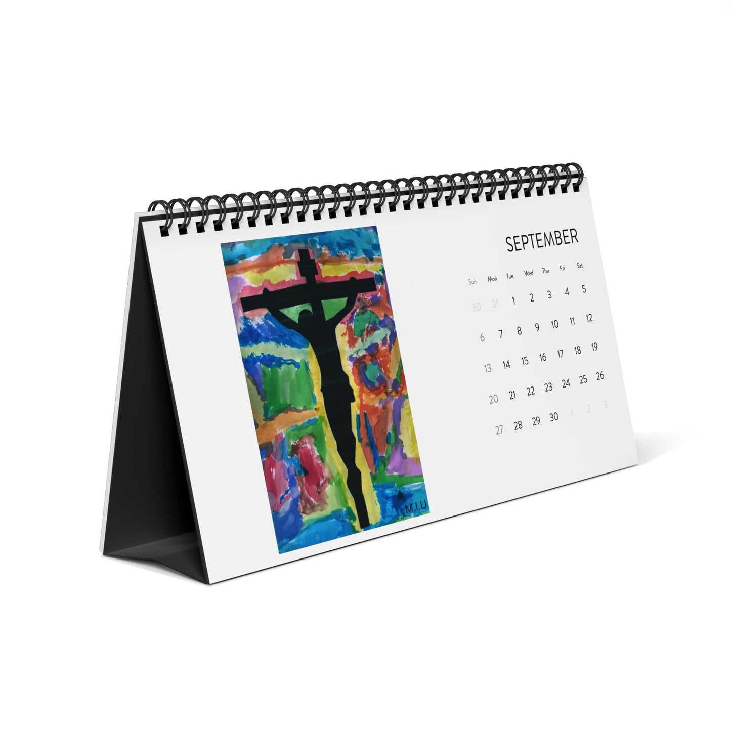 M.I.U 2026 Faith Calendar — Crucifix Watercolor Art by Matías