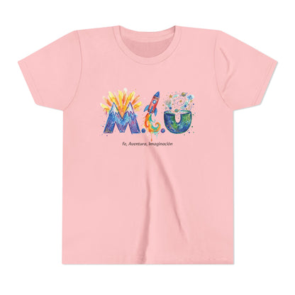 Camiseta Unisex Niños M.I.U — Logo Cohete & Volcán | Fe, Aventura, Imaginación