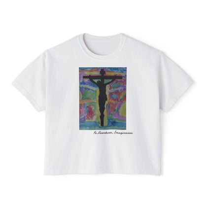M.I.U Women’s Boxy Tee — Watercolor Faith Art by Matías