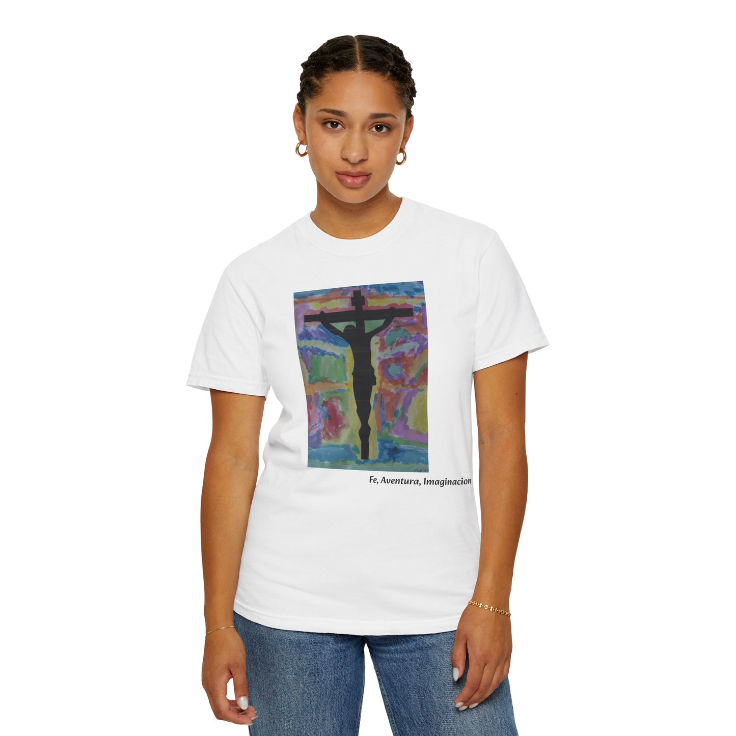 M.I.U Faith Tee — Arte de Matias | Crucifix Watercolor | Fe, Aventura, Imaginación