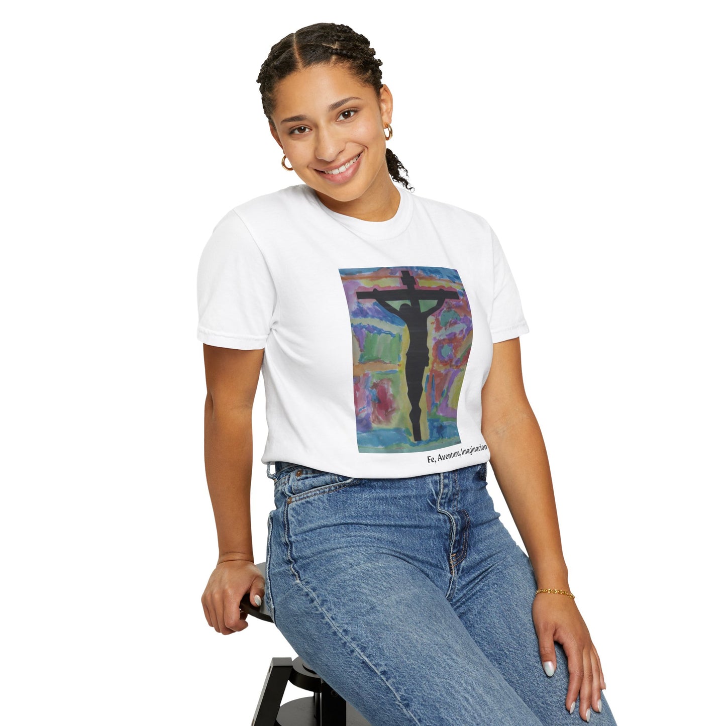 M.I.U Faith Tee — Arte de Matias | Crucifix Watercolor | Fe, Aventura, Imaginación