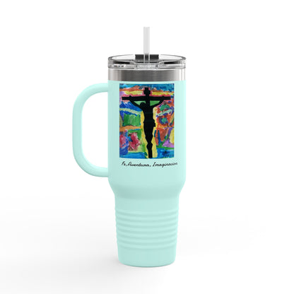 M.I.U Faith Travel Mug 40oz — Crucifix Watercolor Art by Matías