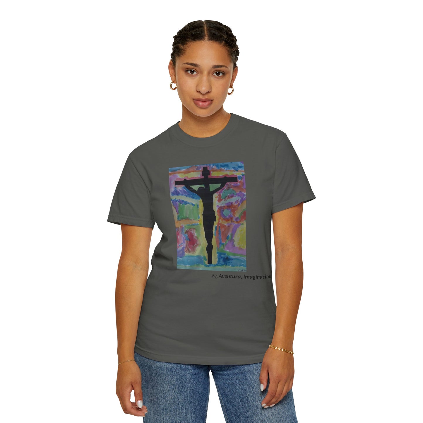 M.I.U Faith Tee — Arte de Matias | Crucifix Watercolor | Fe, Aventura, Imaginación