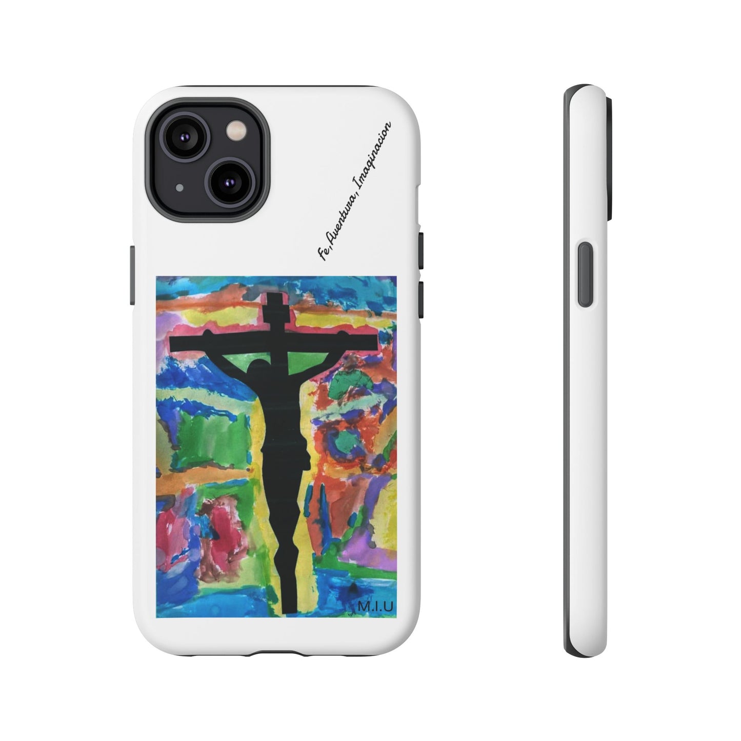 M.I.U Faith Tough Case iPhone 14 — Crucifix Watercolor Art by Matías