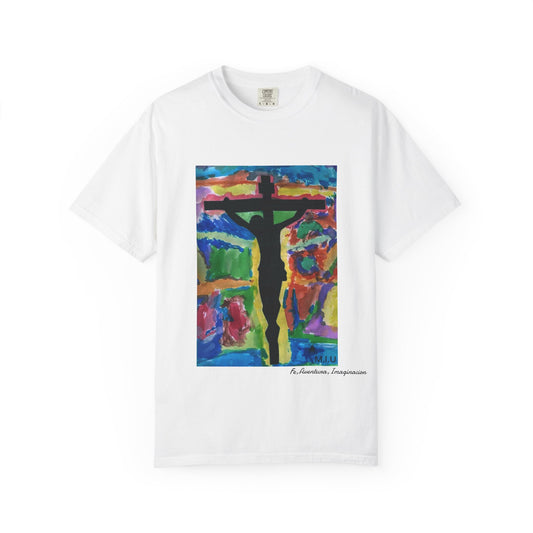 M.I.U Faith Tee — Watercolor Crucifix Art by Matías