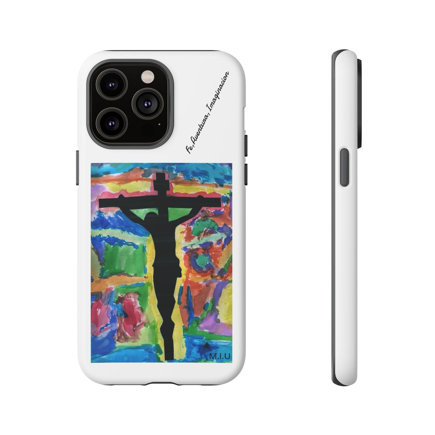 M.I.U Faith Tough Case iPhone 14 — Crucifix Watercolor Art by Matías